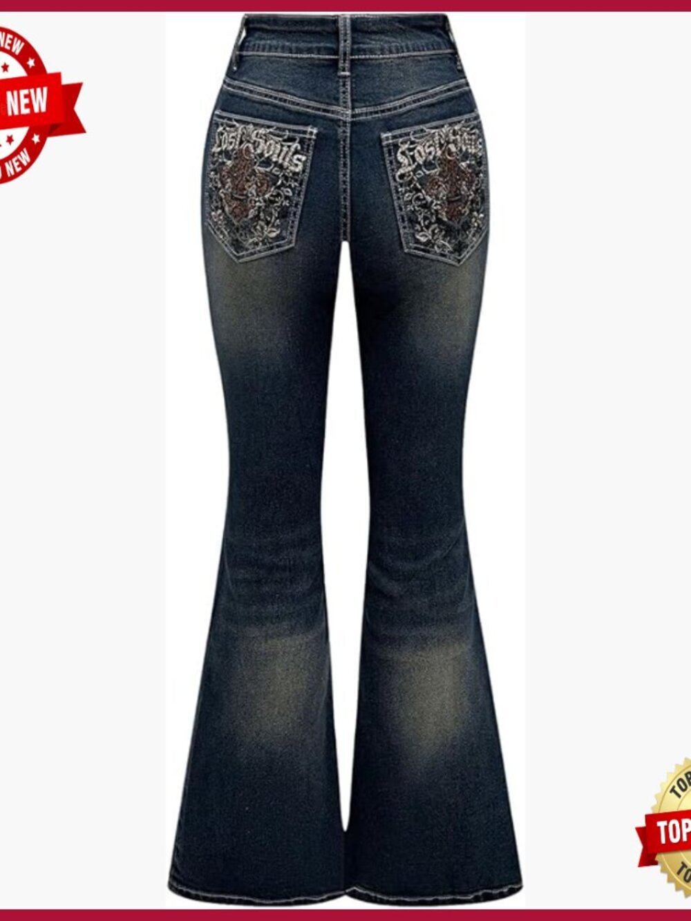High Waist Flared Jeans Embroidered Y2K Stretchy Denim Pants
